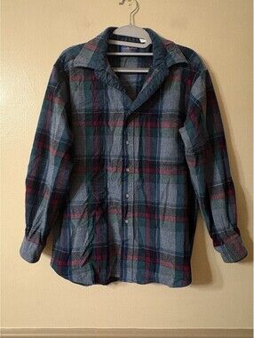 Pendleton Pure Wool Plaid Flannel Board Shirt Boys Youth L USA Made Vintage
